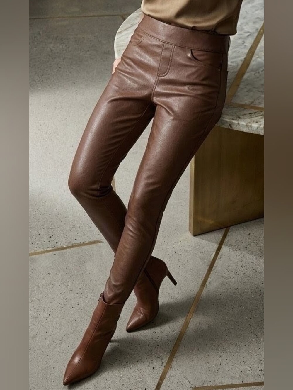 No Boundaries Brown Faux Leather Jeggings